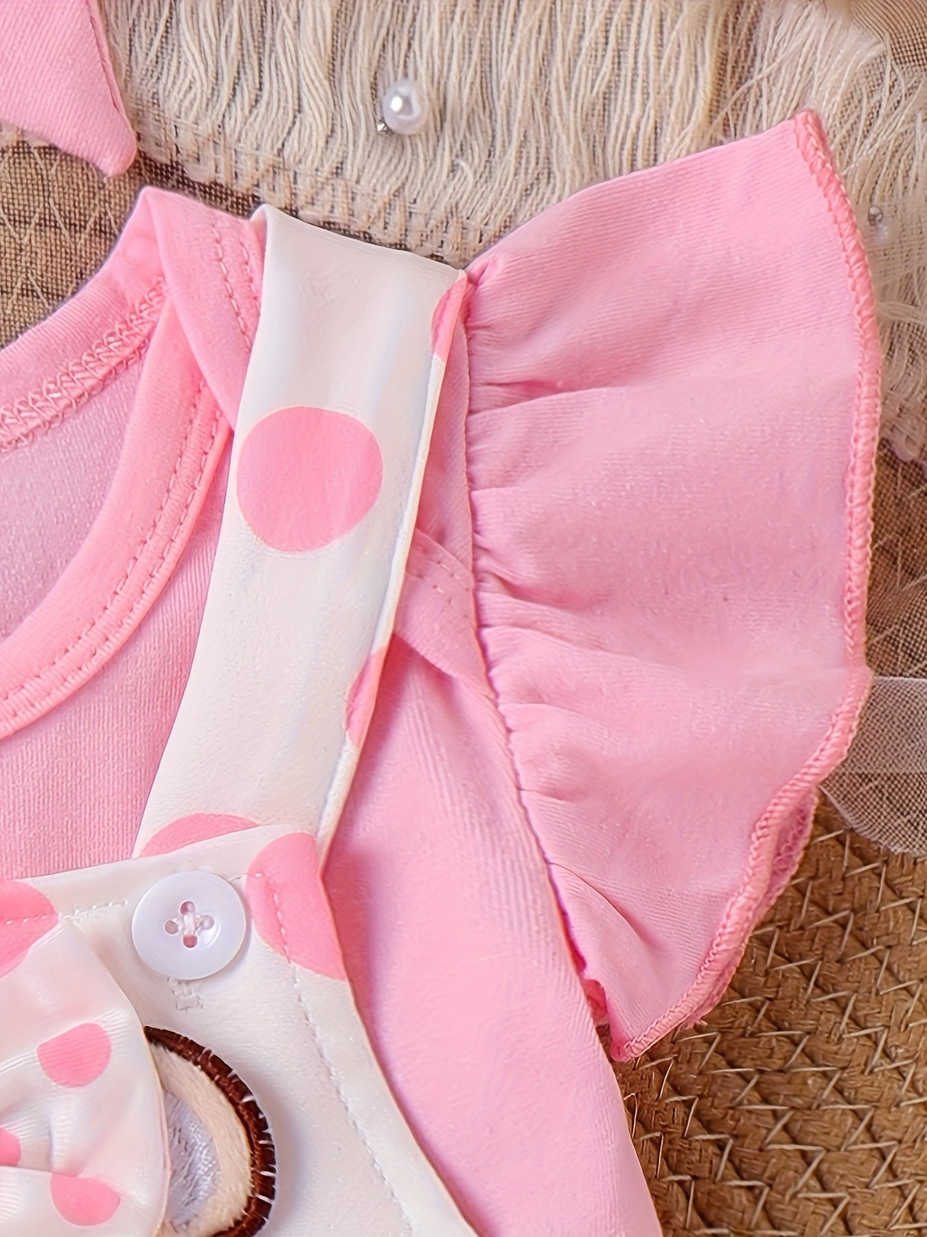 Baby Girl Summer Lace Outfit with Teddy Bear Strap Skirt and Headband 0-18 Months