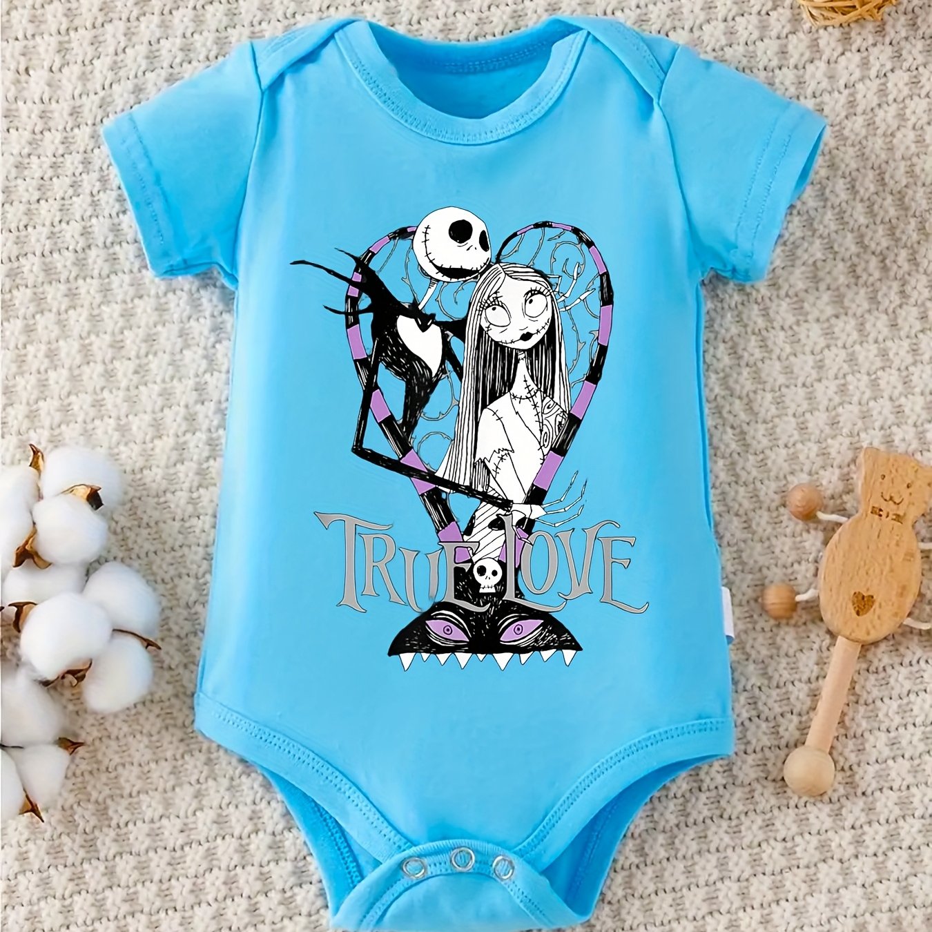 Disney Nightmare Before Christmas Baby Romper with Jack Skellington and Sally Graphic