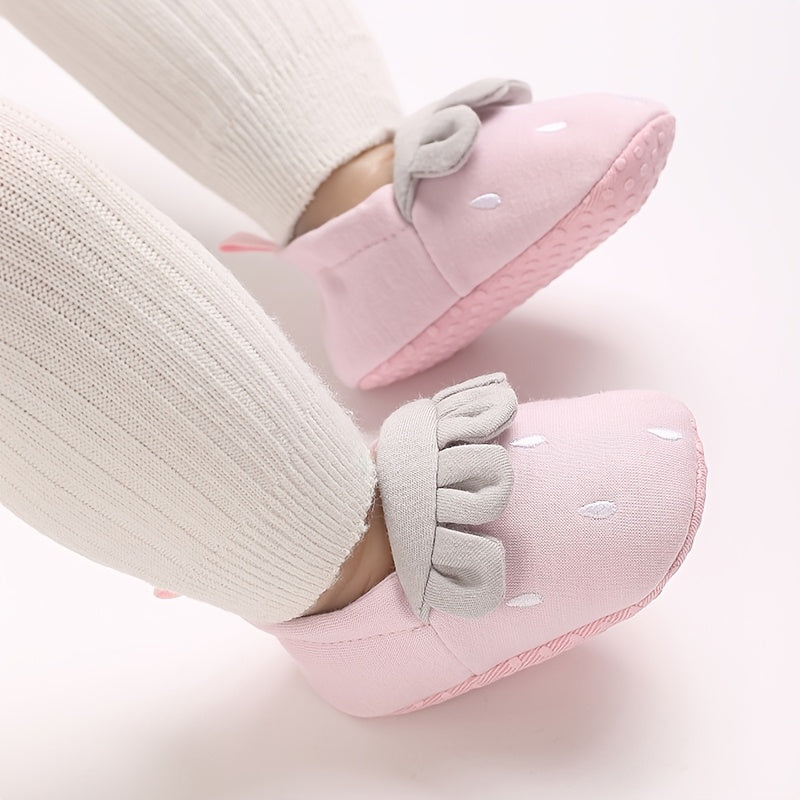 Infant Girls' Cute Princess Shoes, Soft Sole Comfortable Cartoon Newborn Casual Walking Shoes, Geometric Pattern, All-Season Fabric Upper & Insole, Low Top Knee-High Boot Style, Plain Toe - Spring/Fall Collection