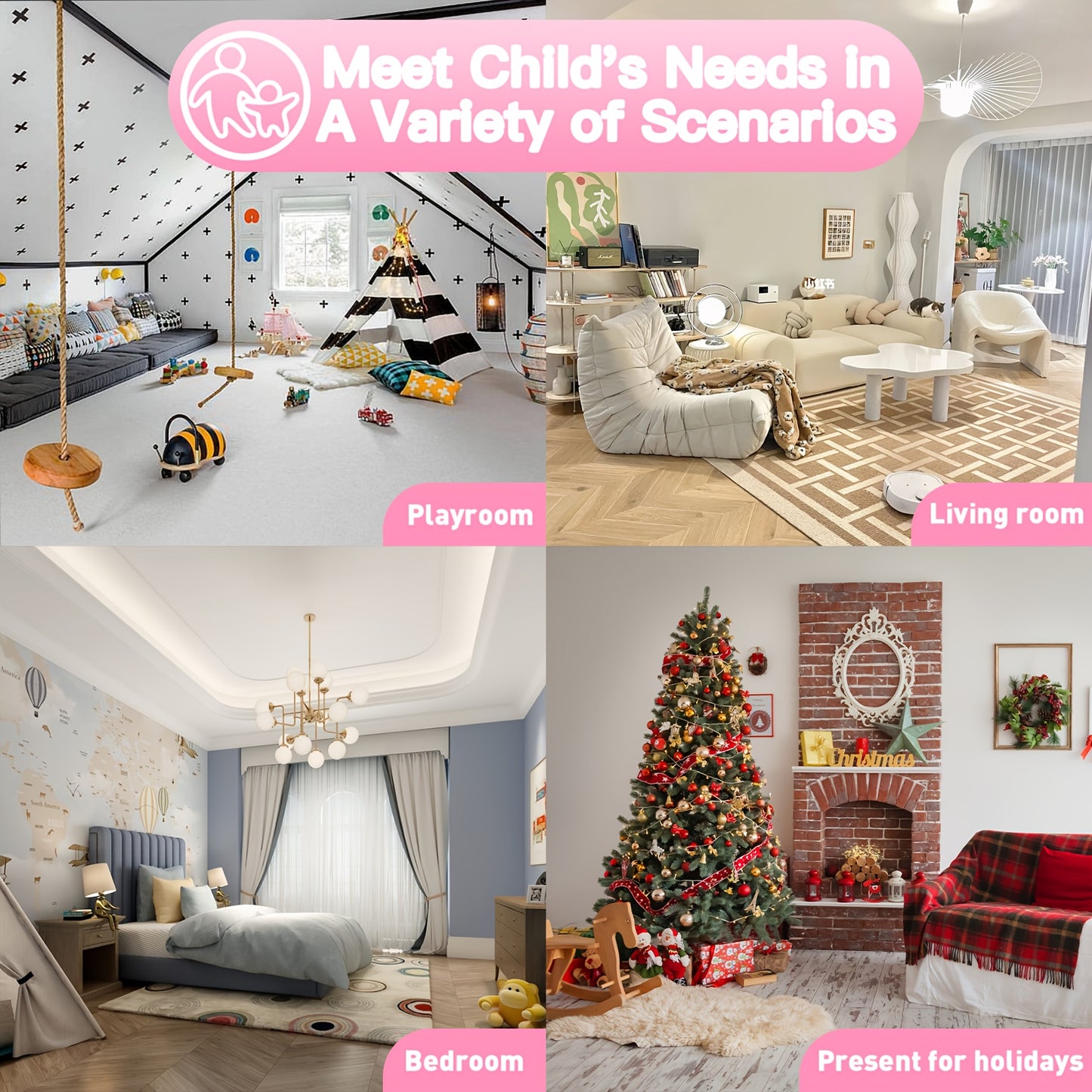 2 in 1 Convertible Velvet Youngsters Couch Soft Pink Cartoon Design Flip Open Chair