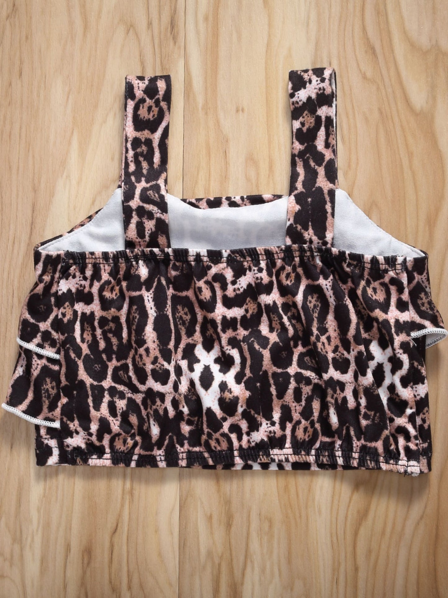 Baby Girls Summer Outfit Toddler Sleeveless Leopard Crop Top Denim Shorts and Bowknot Headband