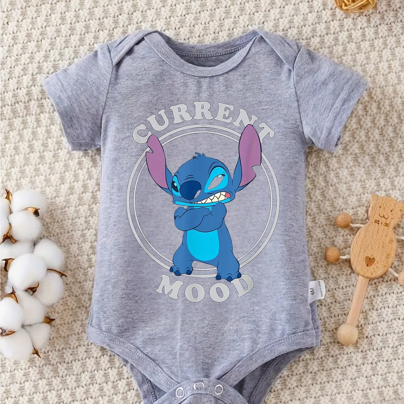 Disney Lilo and Stitch Angry Stitch Baby Crawl Clothes 100 Percent Cotton Perfect for Outdoor
