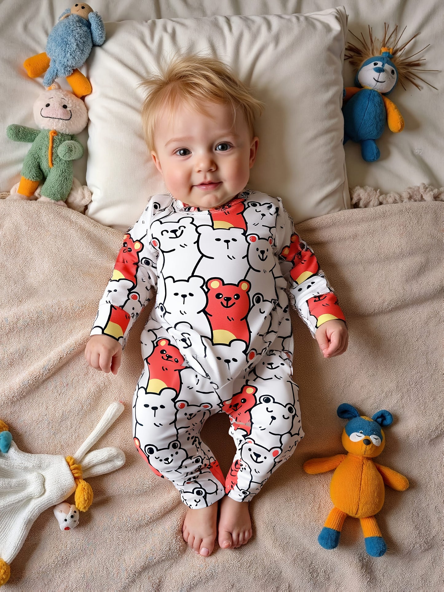 3 Piece Baby Boy Romper Jumpsuit Soft Long Sleeve Cartoon