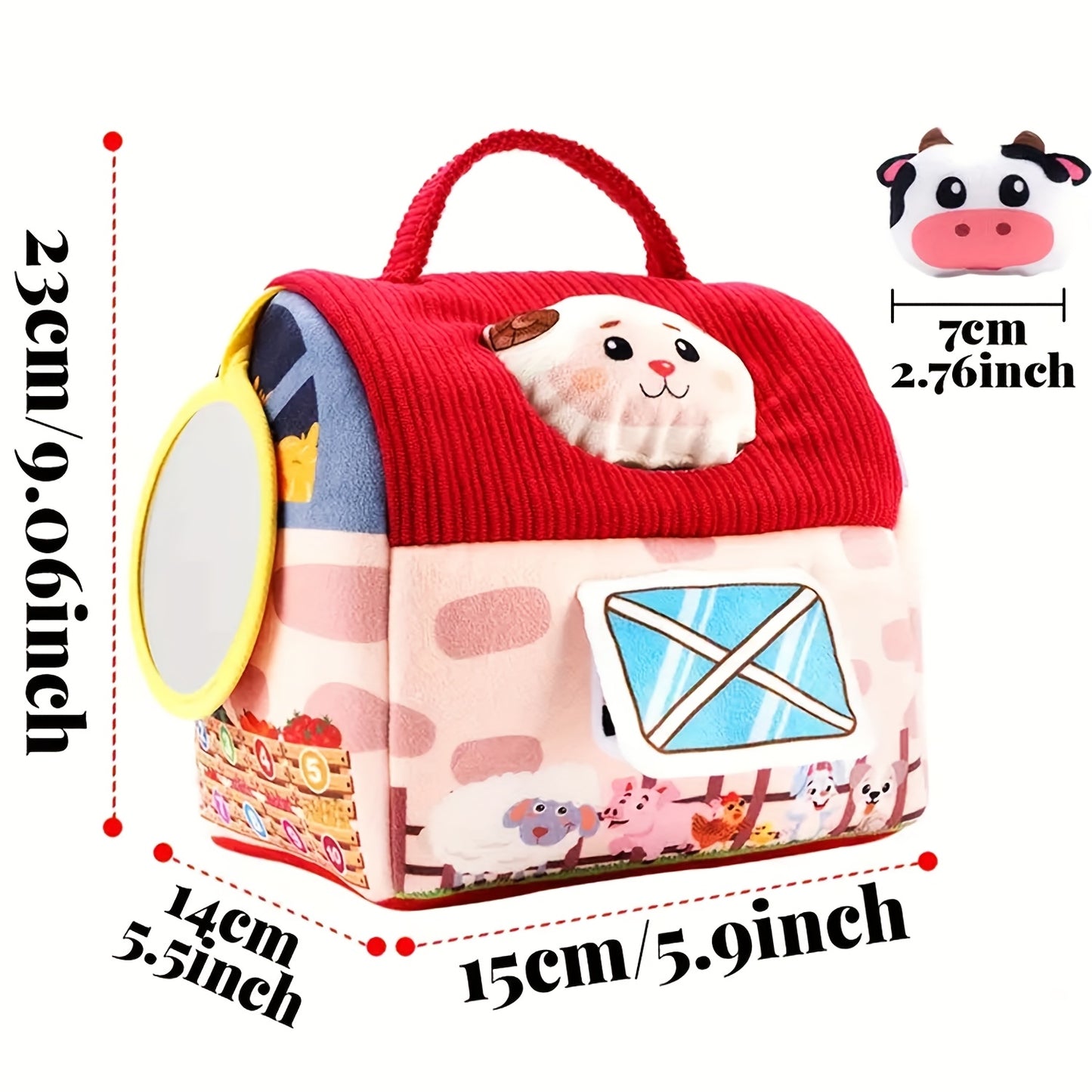 7 Piece Infant Baby Stuffed Animal Toy Playset with Rattles and Sensory Balls