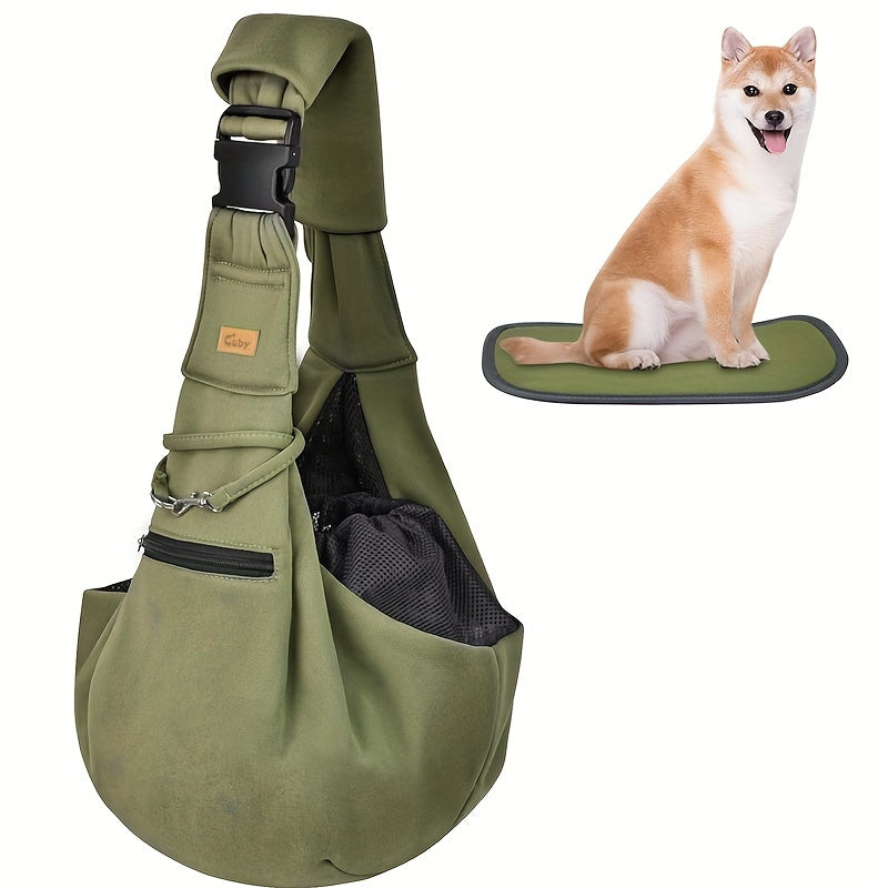 Cuby Adjustable Dog Cat Sling Carrier Padded Bottom
