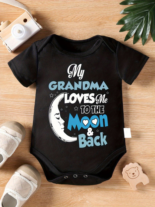 Adorable My Grandma Loves Me to the Moon and Back Baby Girl Cotton Romper for Play