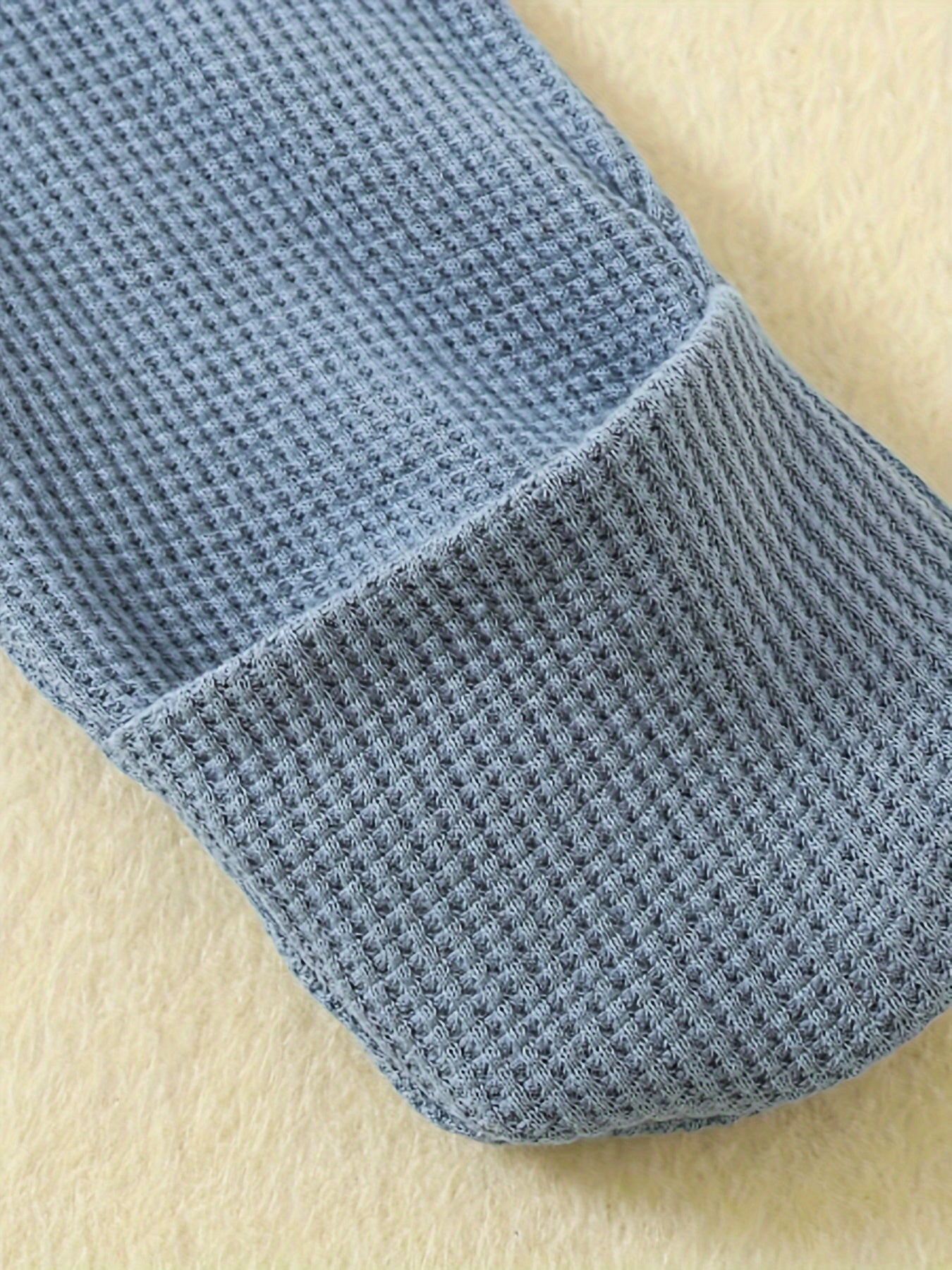 [3pcs Baby Romper] 3pcs Newborn Baby Boys One Piece Romper | Long Sleeve Waffle Solid Color Jumpsuit | With Mitten Cuffs Zipper Outfit Clothes for Outdoor