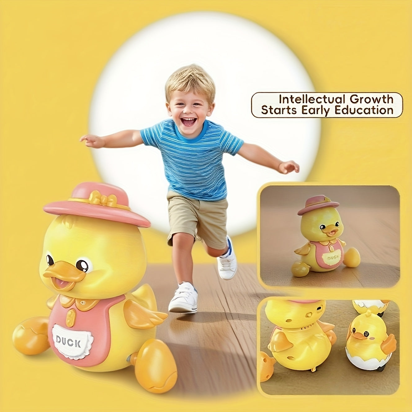 Music Duck Toy Set Glowing Crawling Moving Ducks Three Pack USB Charging Gift For Babies 6 Months Plus