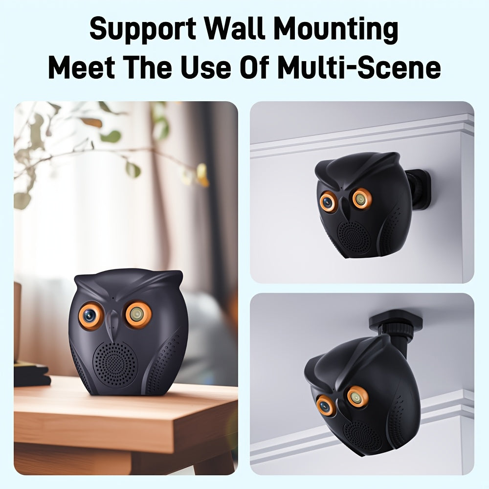 Owl-Shaped Indoor Security Camera 1080P HD Wide Angle Two-Way Audio Night Vision