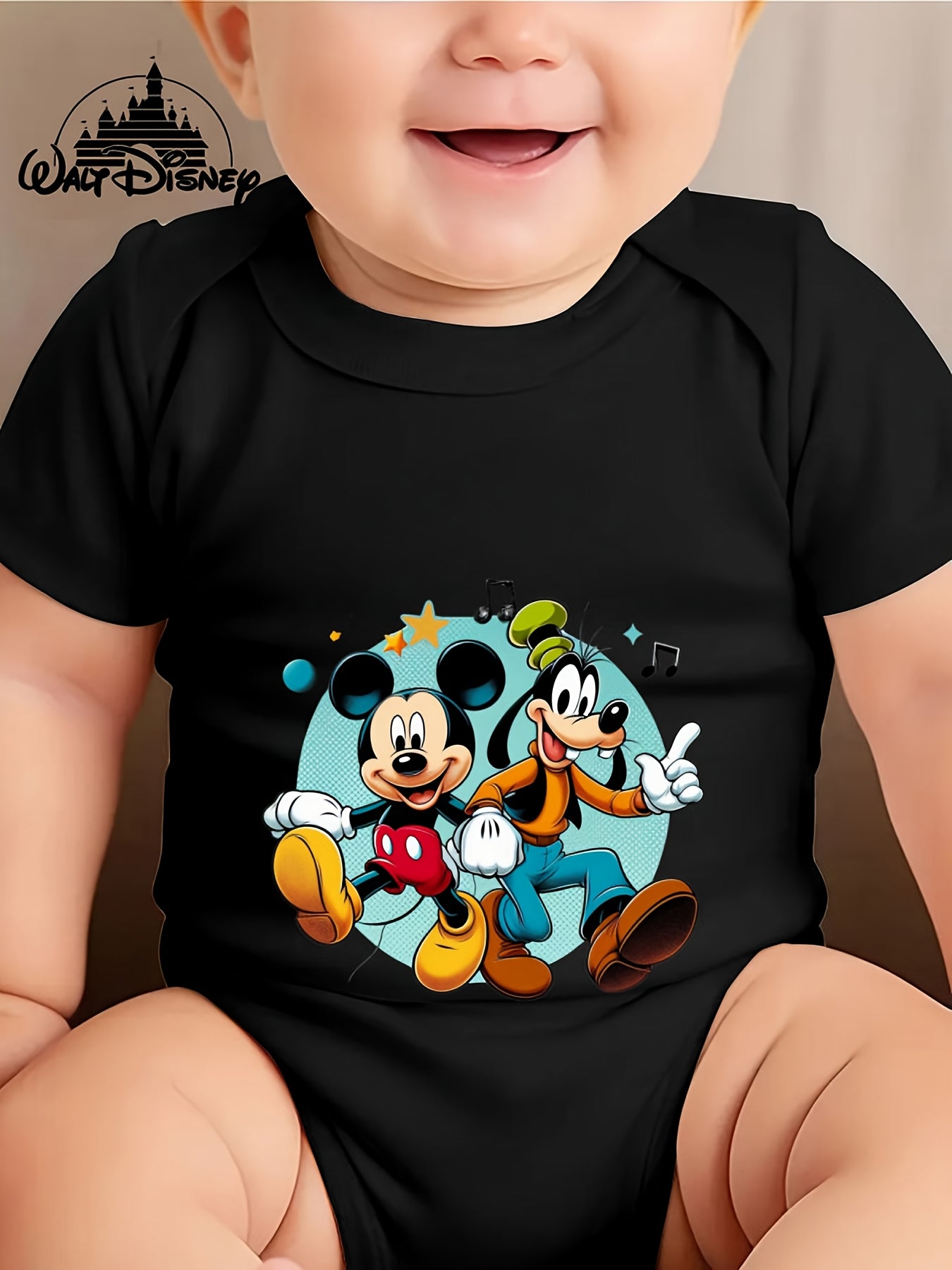 Disney Baby Mickey and Goofy Cute Printed Triangle Onesie for Outdoor Fun 0-3 Years