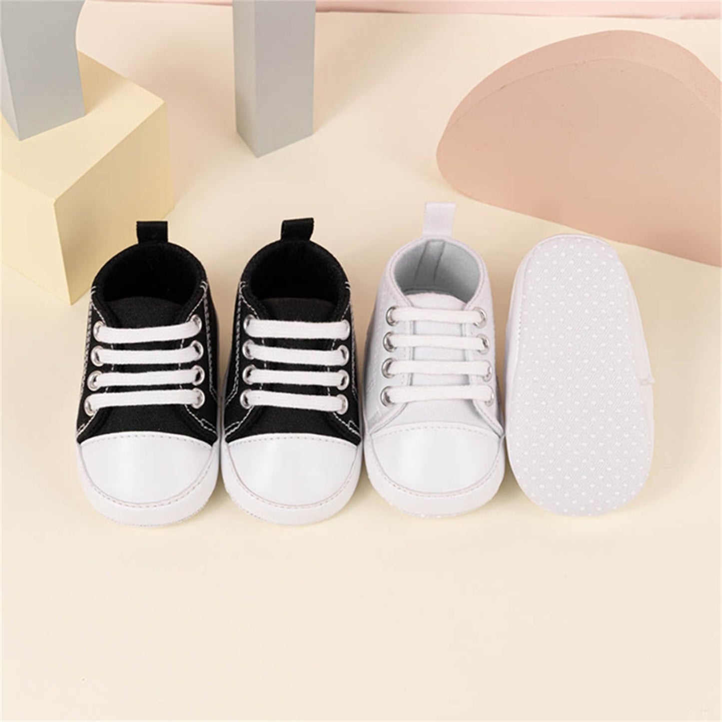 Unisex First Walking Shoes - Breathable Canvas High-Top Sneakers with Anti-Slip Soft Rubber Sole, Striped Design for, All-Season Casual Training Running Shoes, Shoes, Footwear, Cute Footwear, Durable Traction Footwear