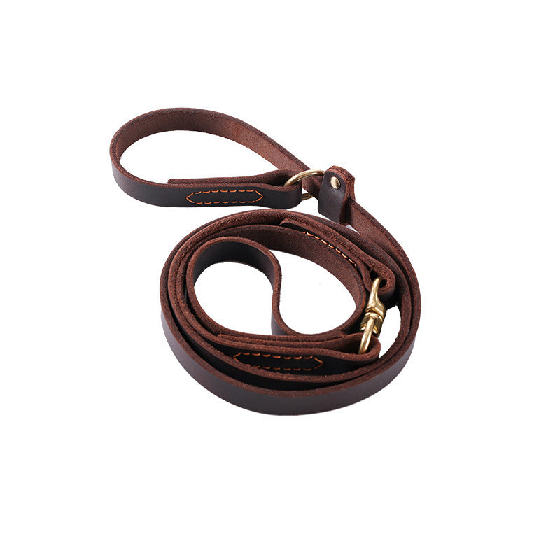 Leather dog leash 5.6 feet * 3/4 inches - a powerful heavy-duty training strap with a swivel P-rope, suitable for large, medium, and small dogs. The leather belt is soft and comfortable, with explosion-proof impact, making it