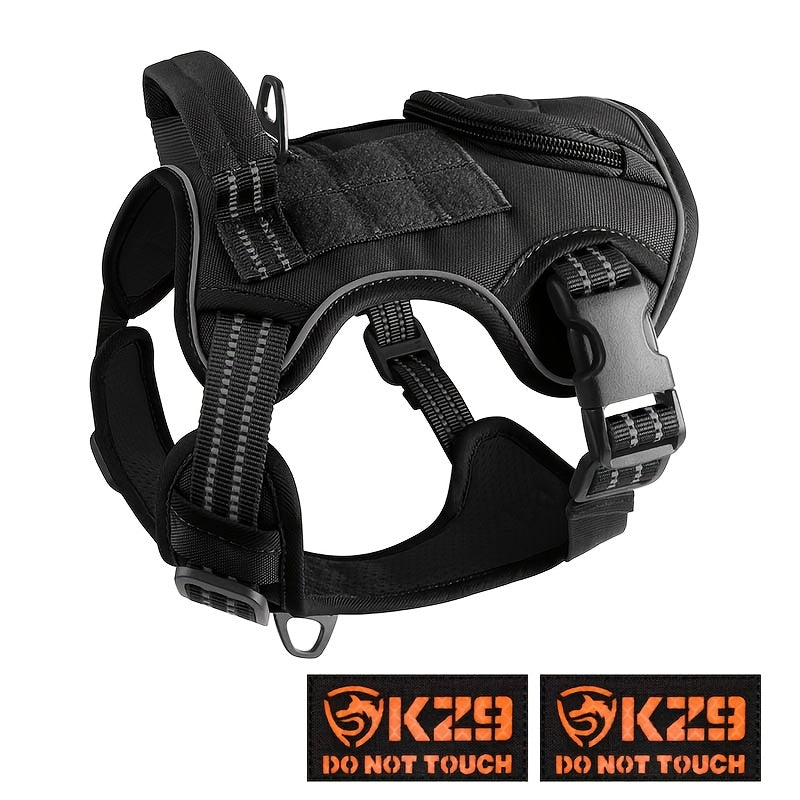 Tactical Dog Harness for Medium & Large Dogs Heavy Duty No Pull Dog Harness with Handle And Poop Bag Holder Pocket Adjustable Reflective German Shepherd Big Size Dog Vest for Training, Walking, Hiking