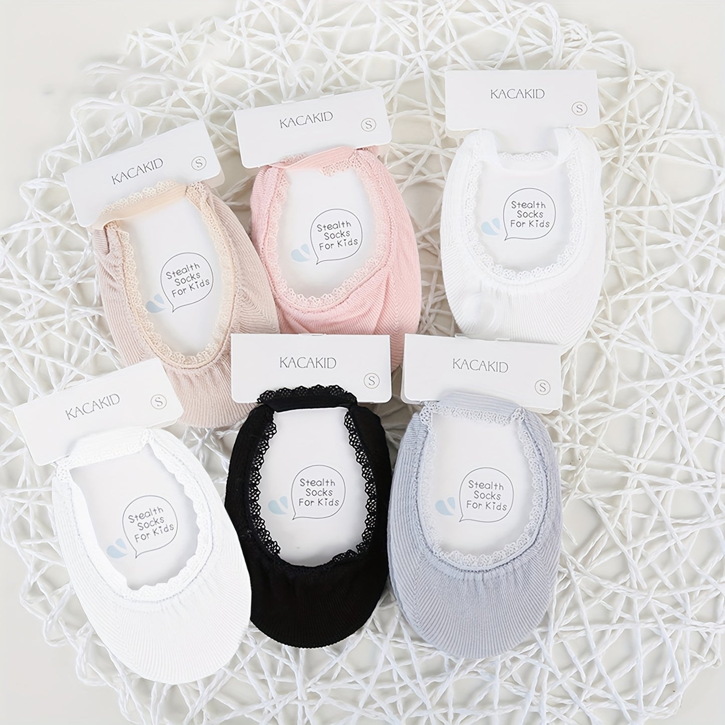 6 Pairs Baby Girls Lace-up Socks Cute Summer Boat Socks Soft Knit for Ages 12 and Under