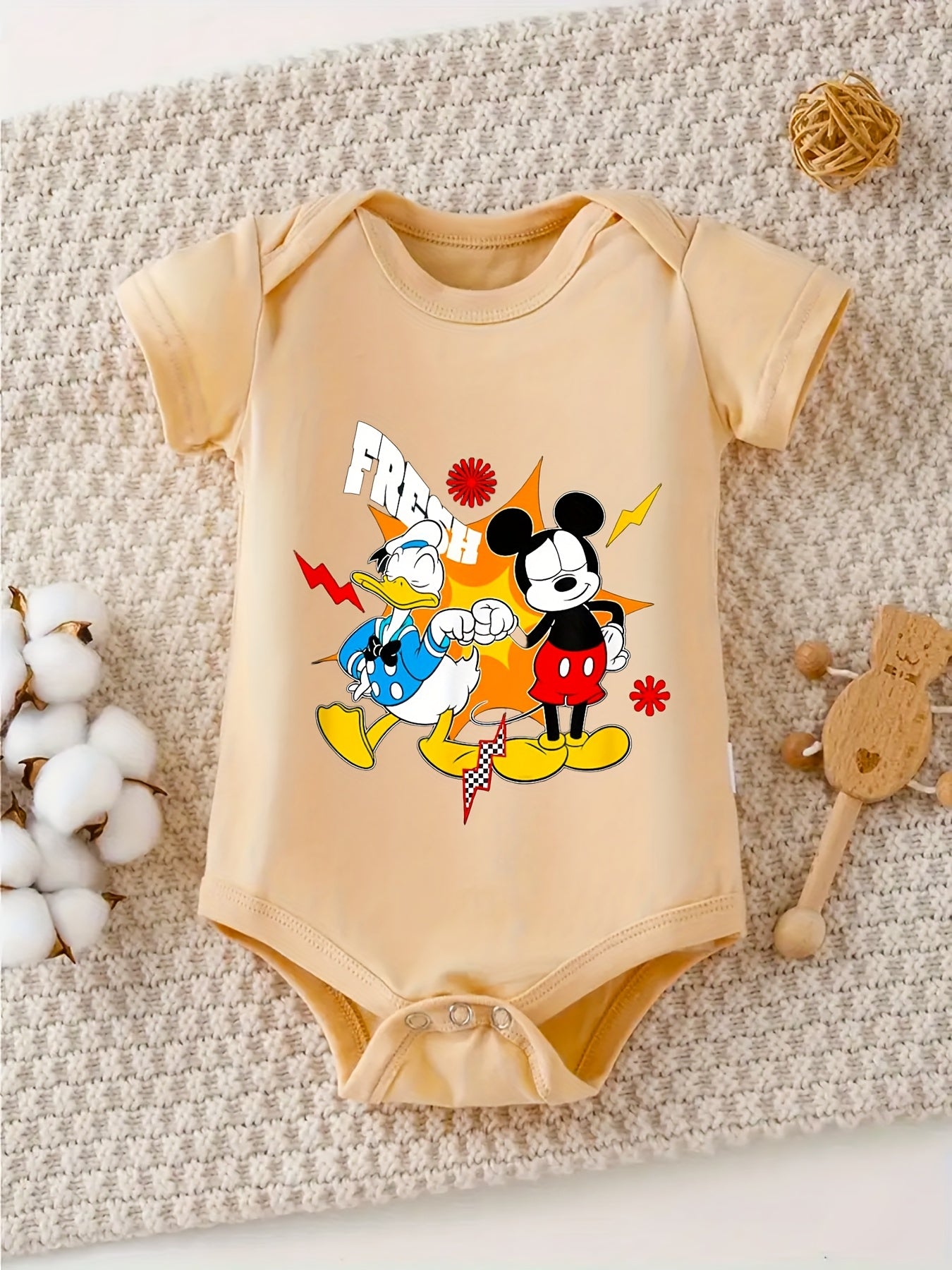 Mickey and Friends Baby Romper 100 Percent Cotton Short Sleeve Infant Crawler Suit