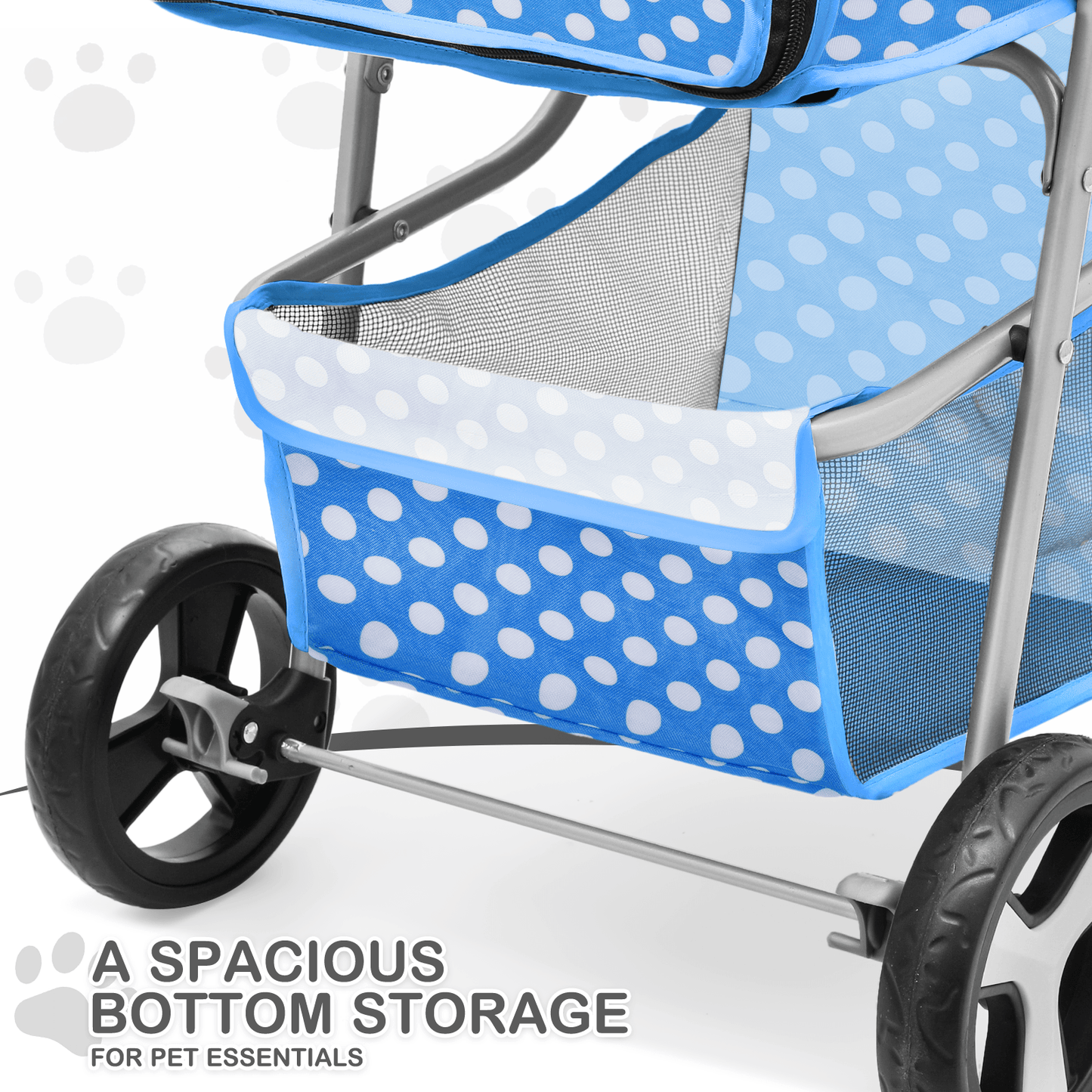 MoNiBloom Foldable Dog Strollers for Small Dogs with Weather Cover, 3 Wheels Pet Strolling Cart for Dogs and Cats with Storage Basket and Cup Holder, Breathable and Visible Mesh for All-Season