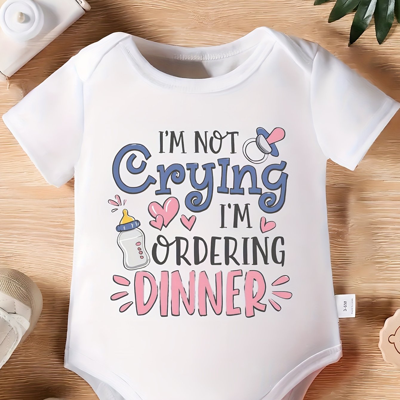 Baby Newborn Cotton Funny Quotes Romper for Comfortable Outdoor Play in White Pink Gray