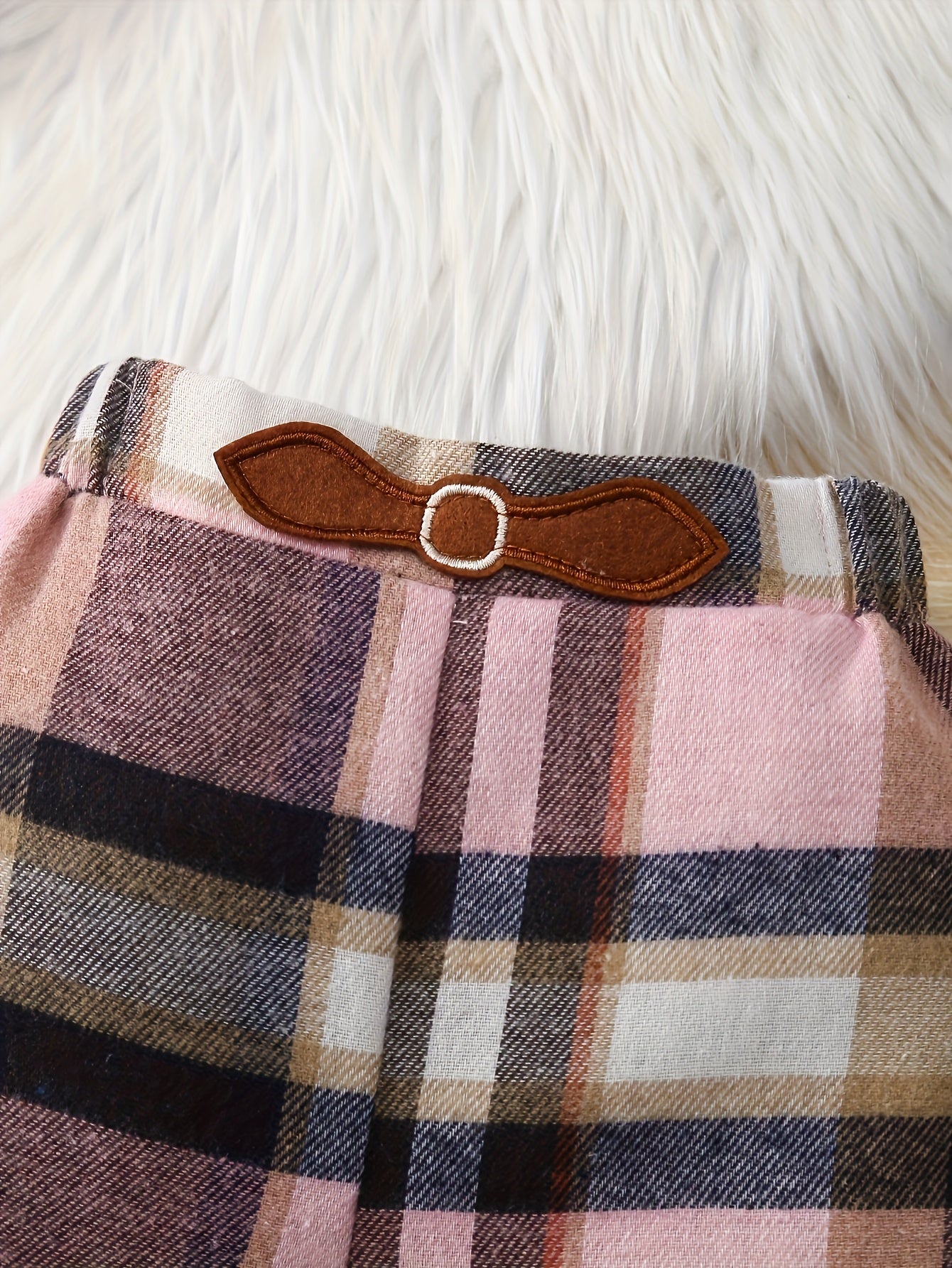 Baby Girl Velvet Embroidered Top And Plaid Skirt Set Winter