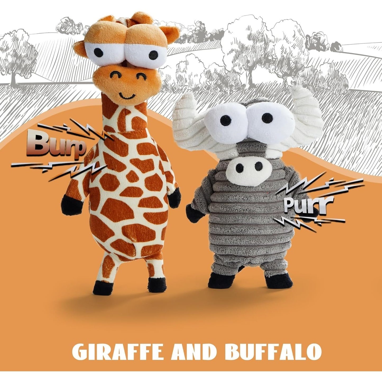 Nocciola 5 Piece Dog Squeaky Toy Set Funny Animal Sounds Interactive Gift for All Breeds