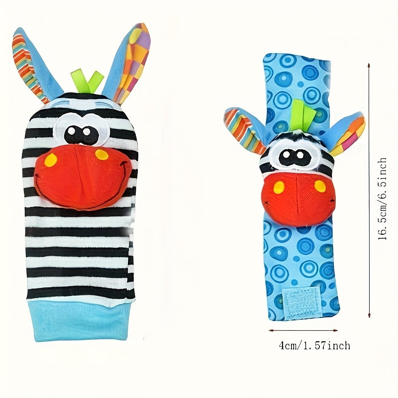 4pcs Newborn Baby Cartoon Animal Rattle Socks Plush Stuffed Toys Gifts for Kids