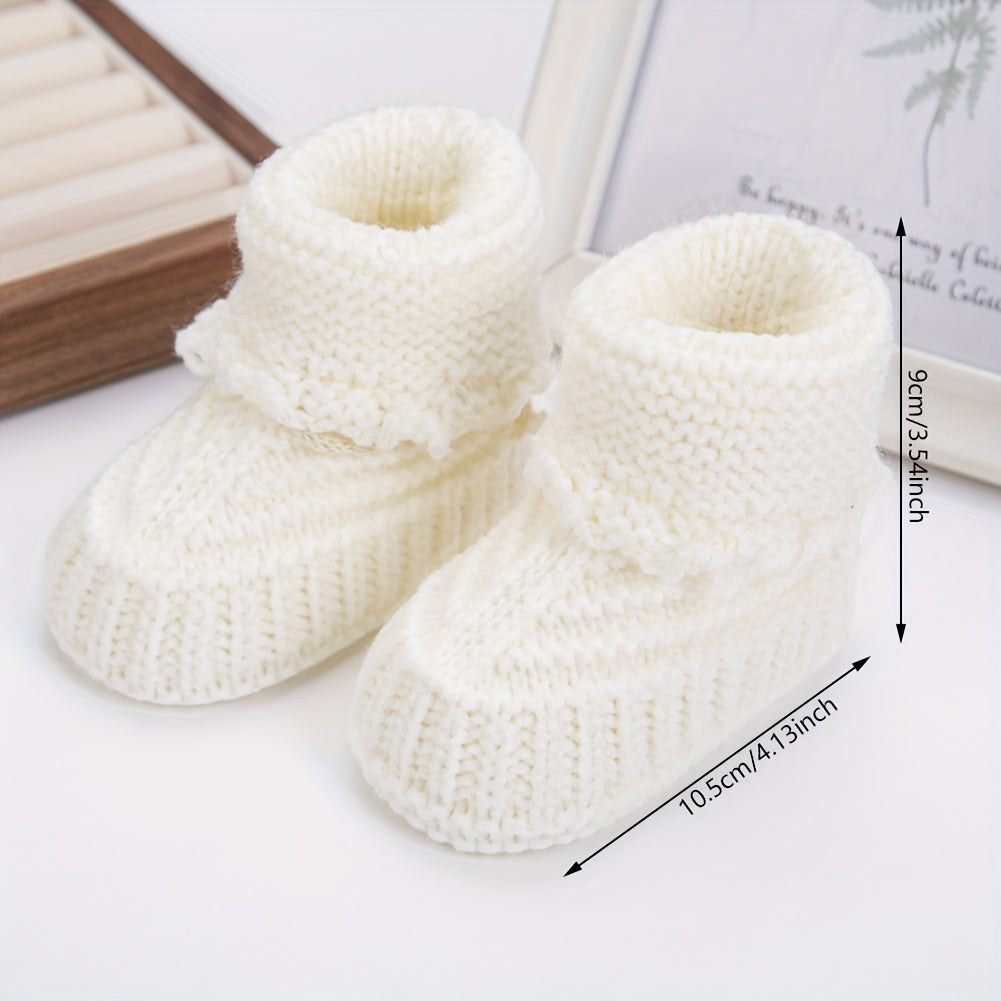 2Pairs/Pack 0.0-39.37ft Baby Knit Socks Solid Crochet Walking Socks Ins Cream White Color Short Ankle Socks for Infant Boys Clothing Birthday Gift