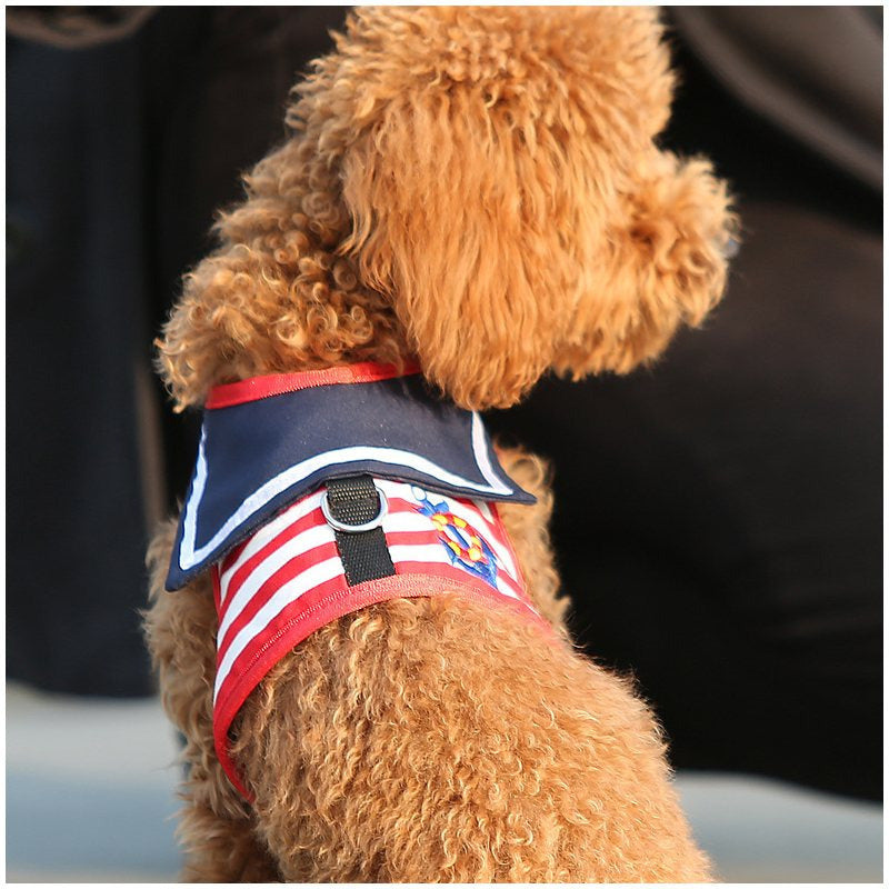 Cute Adjustable Dog Harness Vest Set for Small Dogs Red and Blue No Pull Reflective Design