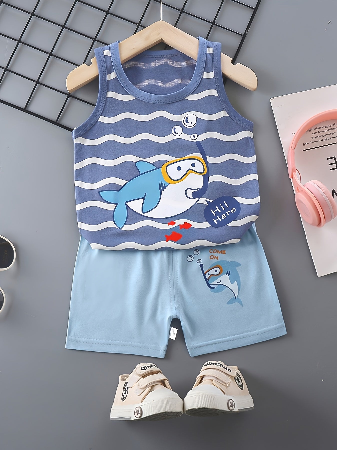 Baby Summer Short Sleeve Suit! Four Sets! An Eight-piece Set! Children Like Animal Prints, Pure Cotton Material, Comfortable And Breathable. It Is Also The Best Gift Parents Can Give Their Children. A New Suit! Summer Childre