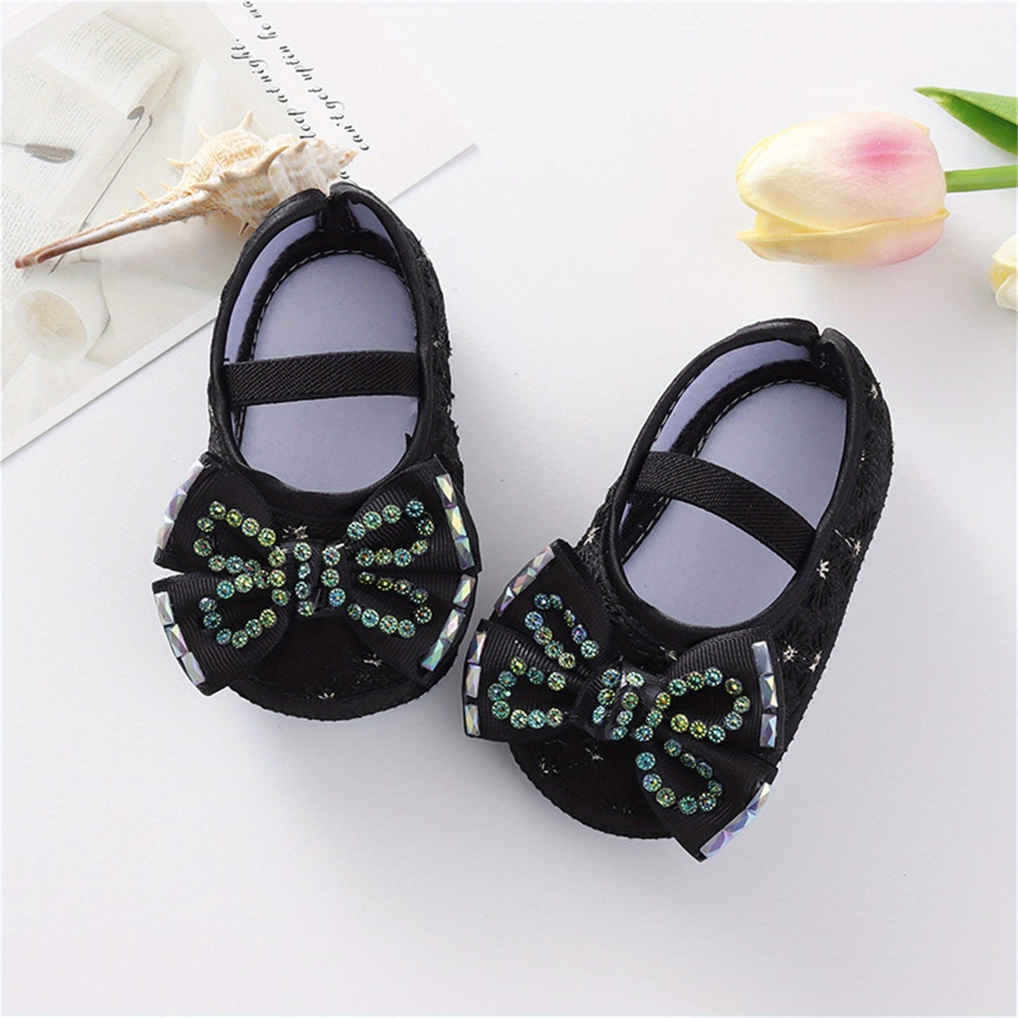 Mary Jane Flats Beaded Bow Princess Shoes Dress Walking Shoes and Headband
