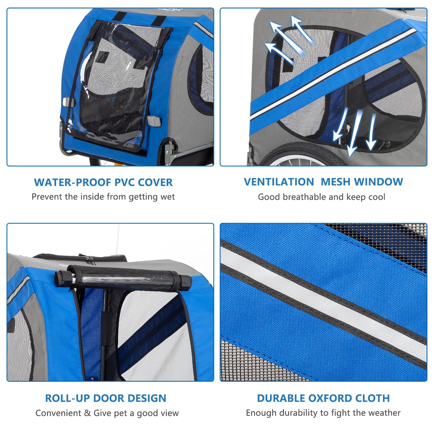 Folding Dog Bike Trailer For Bicycle With Universal Hitch
