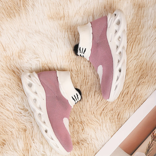 Youngsters Slip-On Sneakers Lightweight Breathable Knit Low-Top Sports Shoes for Kids