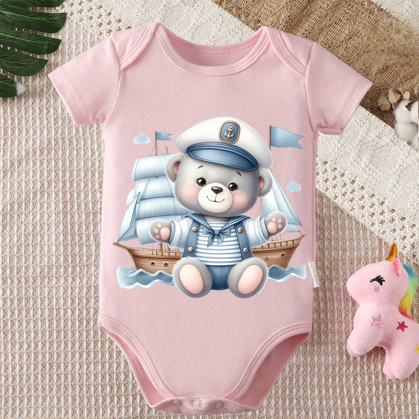 Cute Cartoon Bear Baby Onesie High Quality Cotton Bodysuit for Newborns 0 to 12 Months