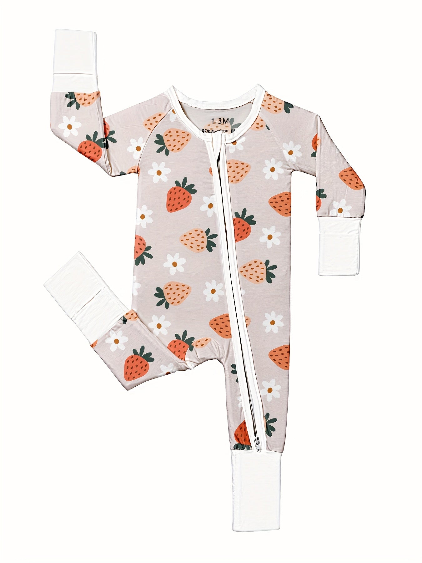 Bamboo Baby Pink Goose Romper – Soft Bamboo Fabric with Mitten and Feet Cuffs