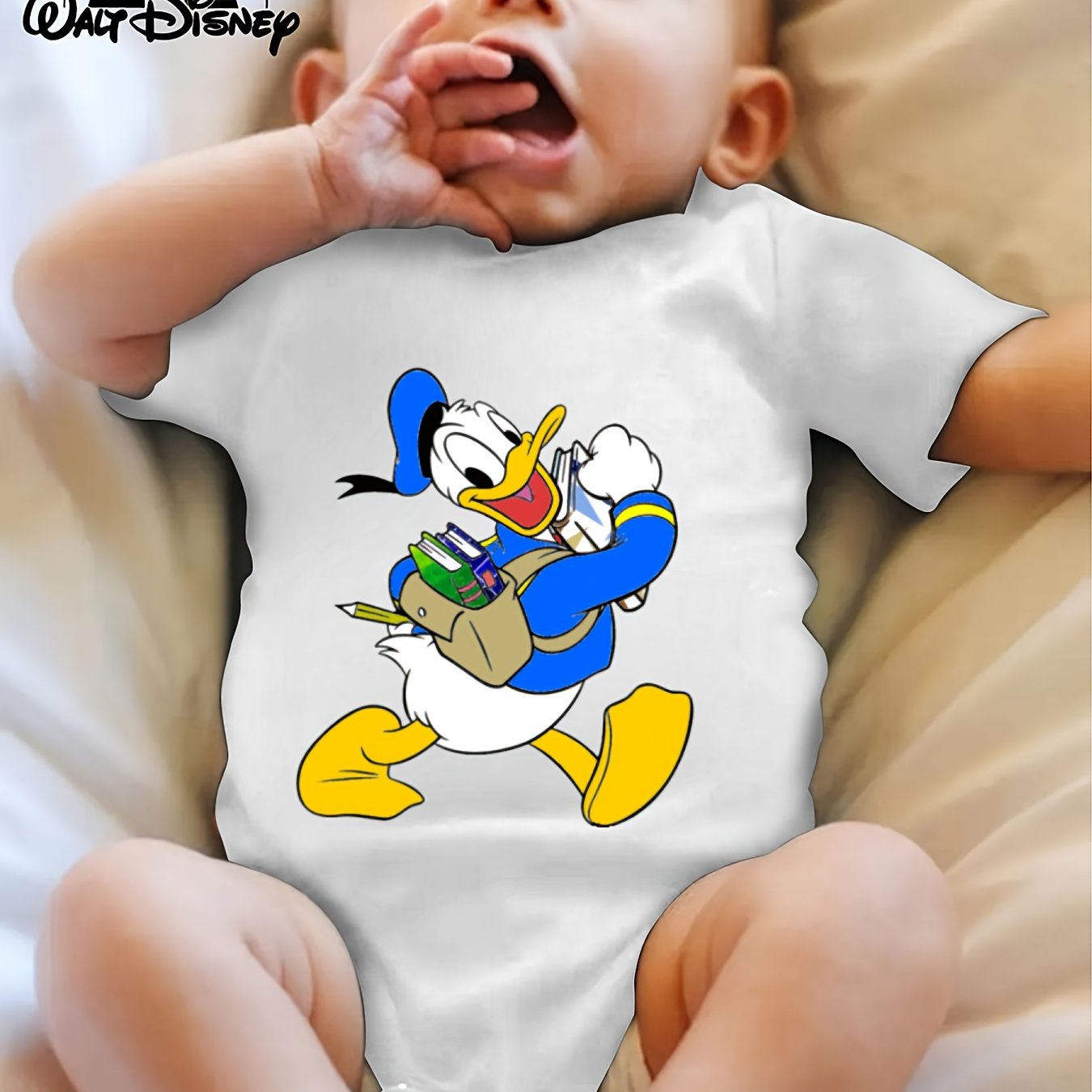 Donald Duck Printed Baby Onesie for Kids Cute Cartoon Design Short Sleeve Cotton Fit