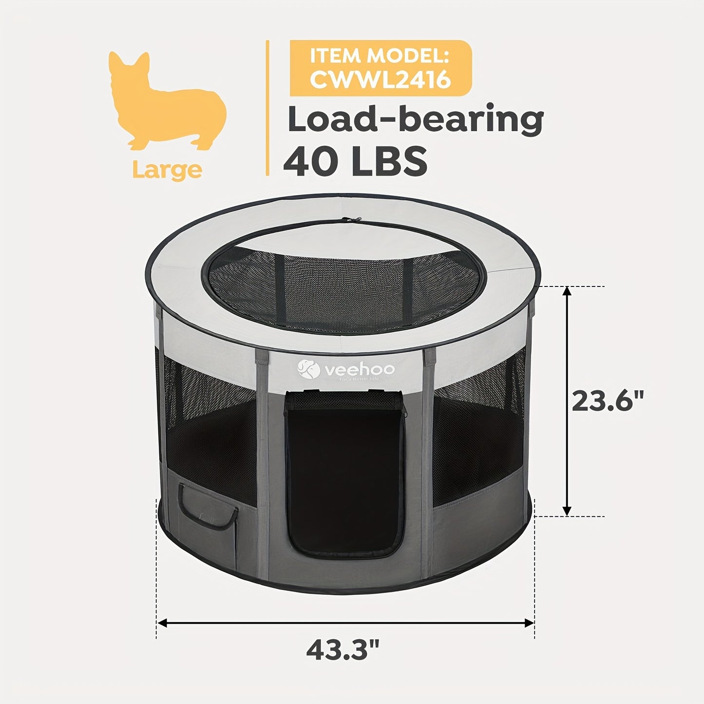 Veehoo Foldable Portable Dog Playpen for Indoor and Outdoor Use - Ideal for Small and Medium Dogs