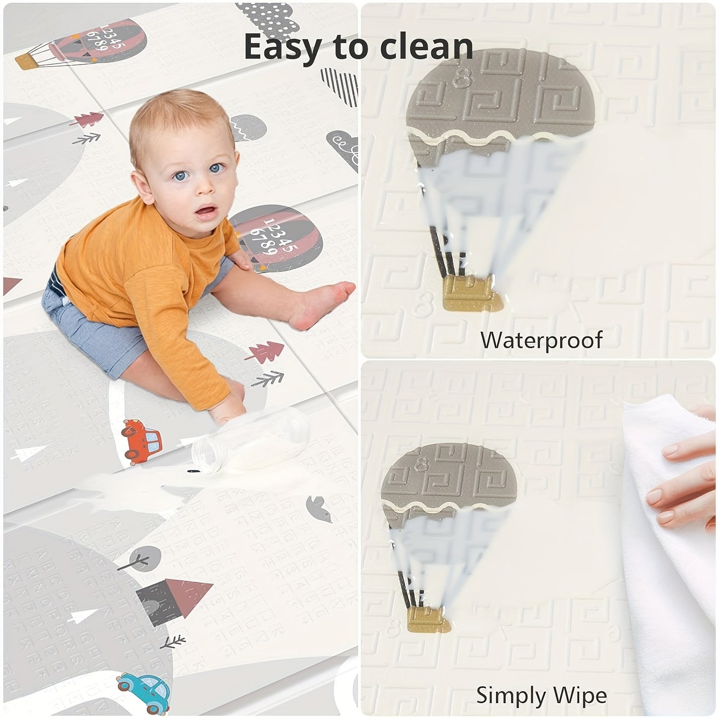 UANLAUO Reversible Baby Play Mat 71 X 59 Inches Foldable Anti Slip Crawling Mat