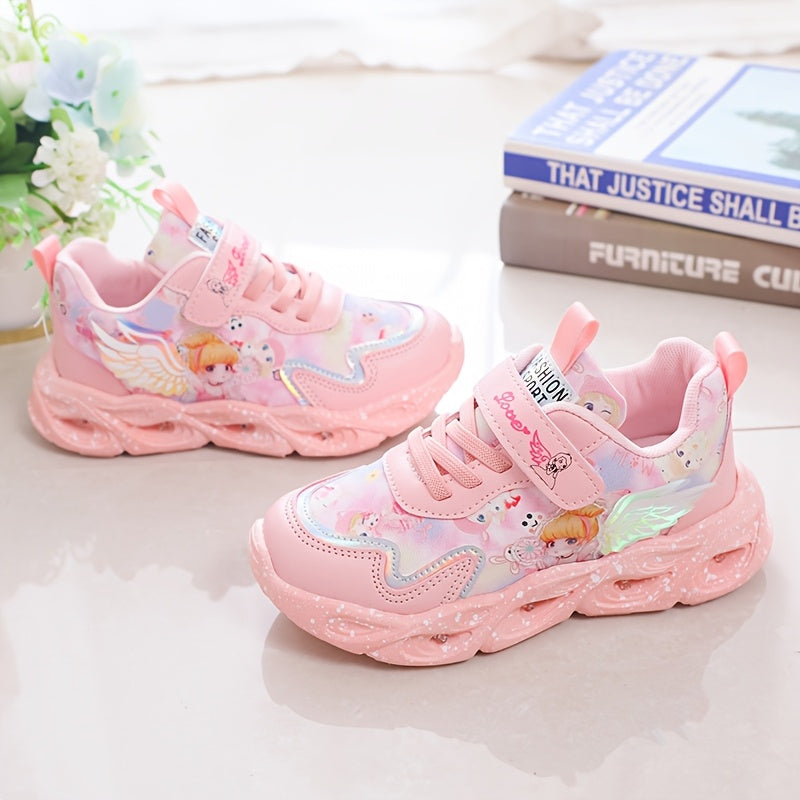 2025 Spring Autumn Girls Light Up Sports Shoes Trendy Casual Princess Sneakers