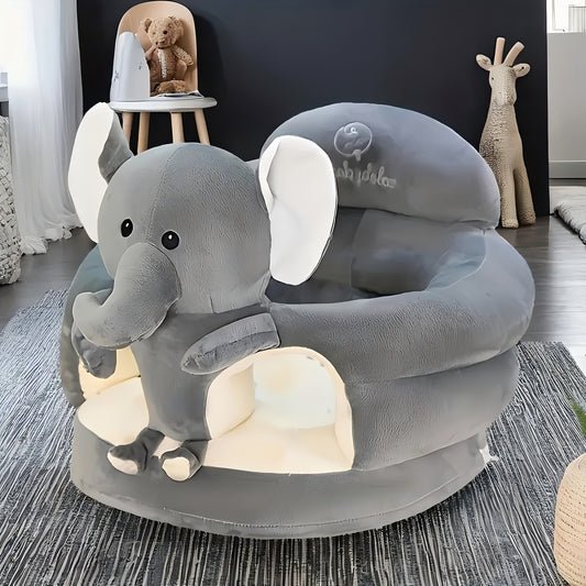 Soft Plush Elephant-Shaped Youngsters' Learning Chair with Backrest - Gray, Red, Yellow Options, Safe & Comfortable Youngsters Support Seat for Sit And Stand Practice, Perfect for Youngsters, Youngsters Chair
