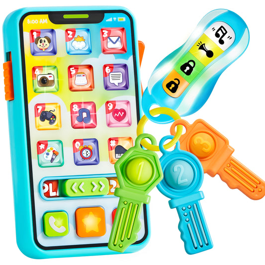 Syncfun Baby Musical Phone and Car Keys Teether Set with 60+ Songs and Learning Phrases for Infants 6+ Months