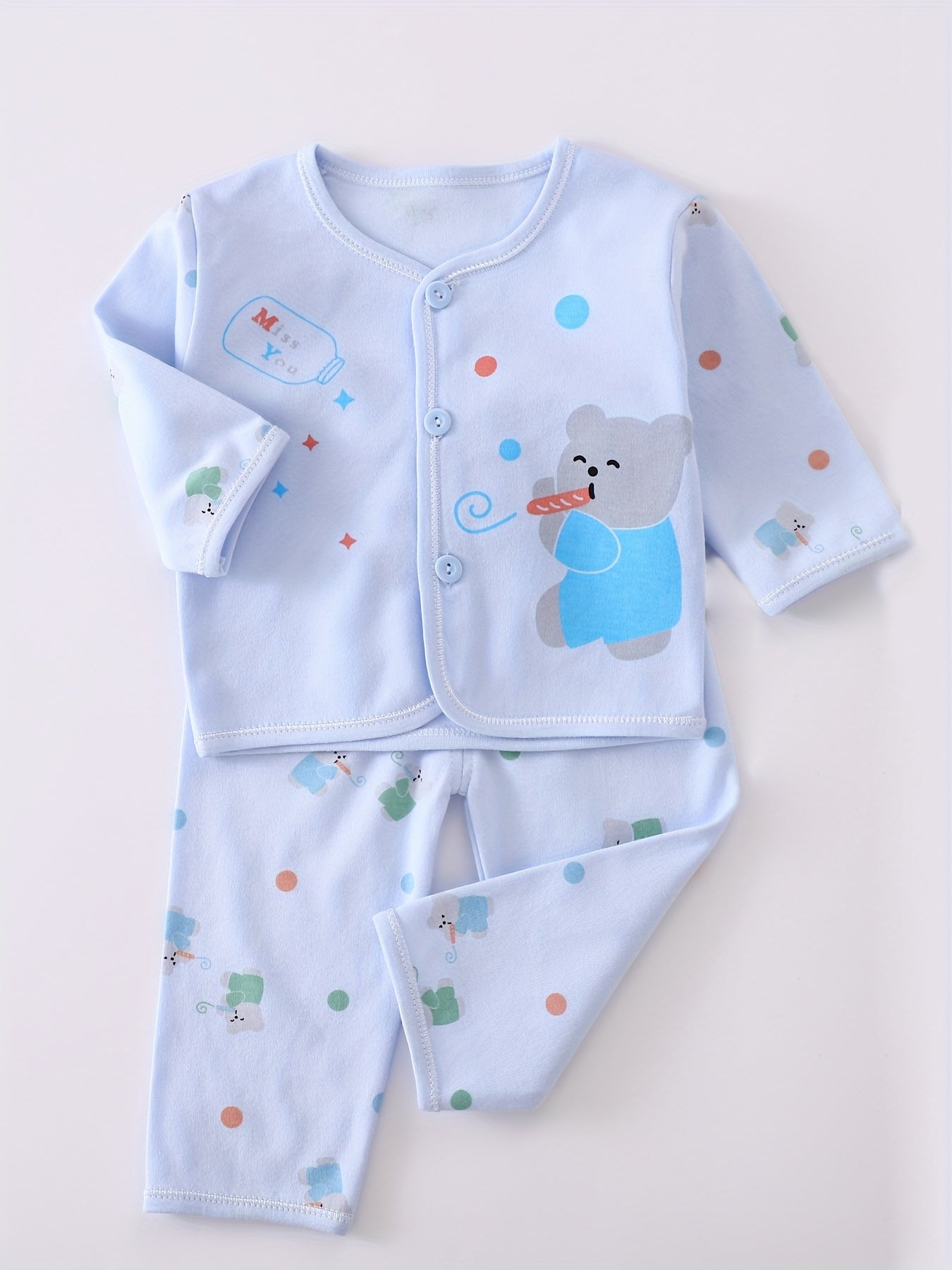 5pcs Newborn Set, Baby Autumn Pure Cotton Clothes, Cute Elephant Print, 0.0-9.84ft, with Clothes, Underwear, Hat, and Bandana Set, for Gift Giving, for Outdoor, Perfect for Outdoor