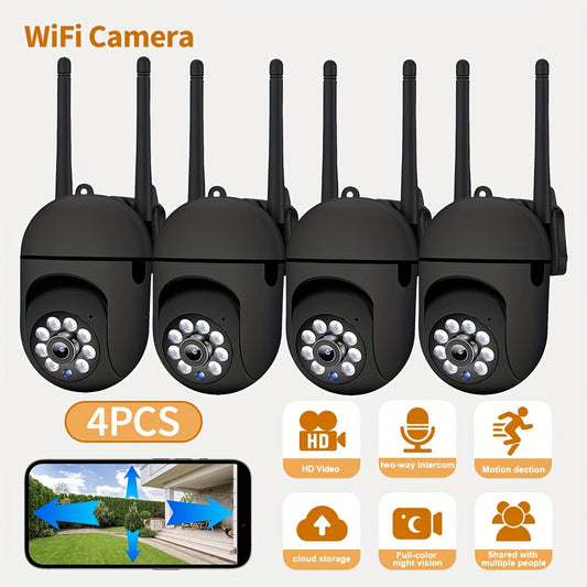 4pcs 3MP HD Home Office Security Cameras with Night Vision and Two Way Audio
