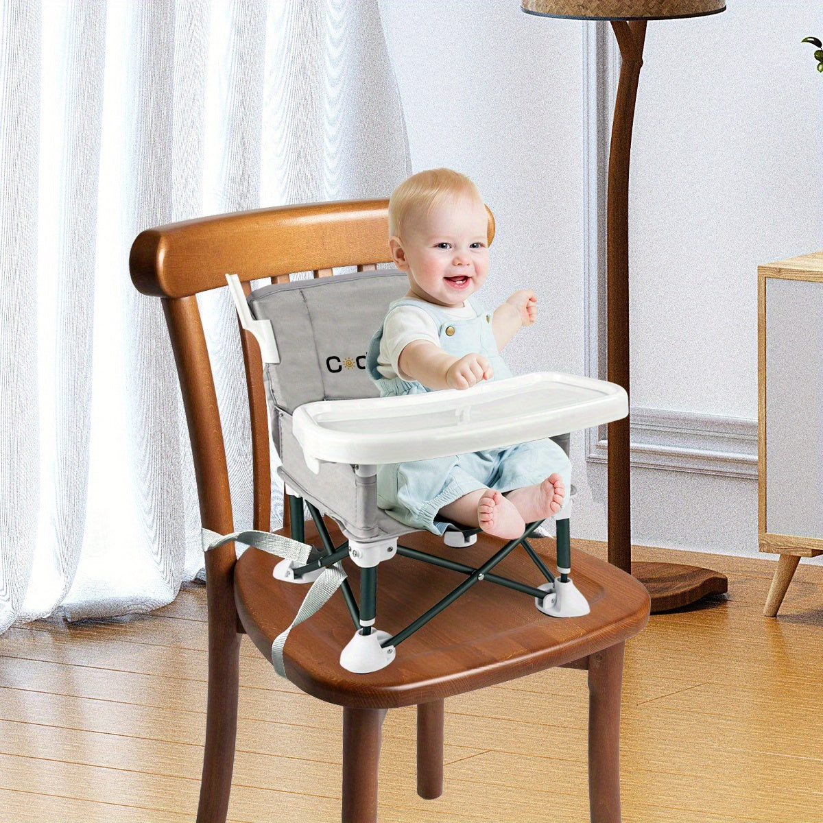 Portable High Chair for Toddlers with Adjustable Height and Detachable Tray in Multiple Colors