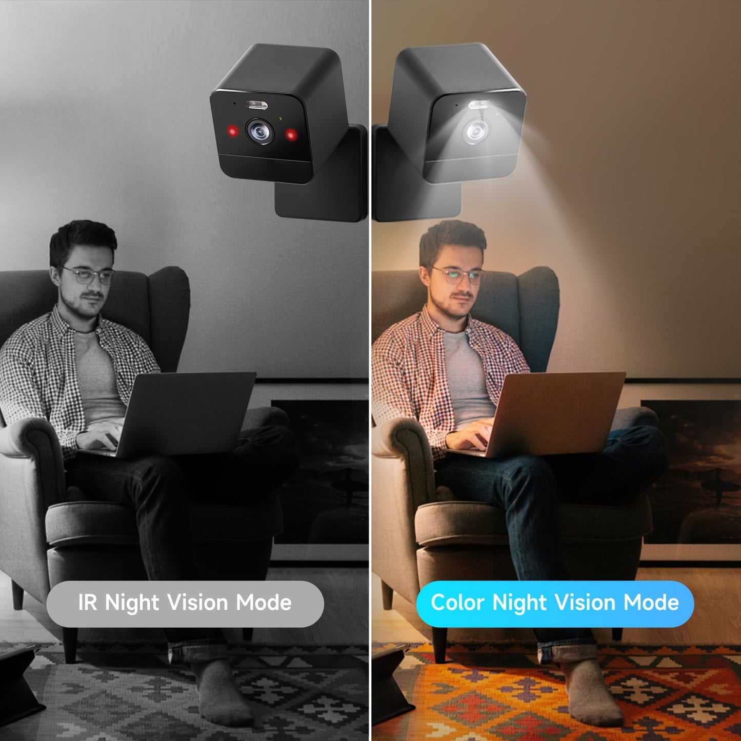 4pcs Wireless Security Cameras with Night Vision Motion Detection and 2-Way Talk