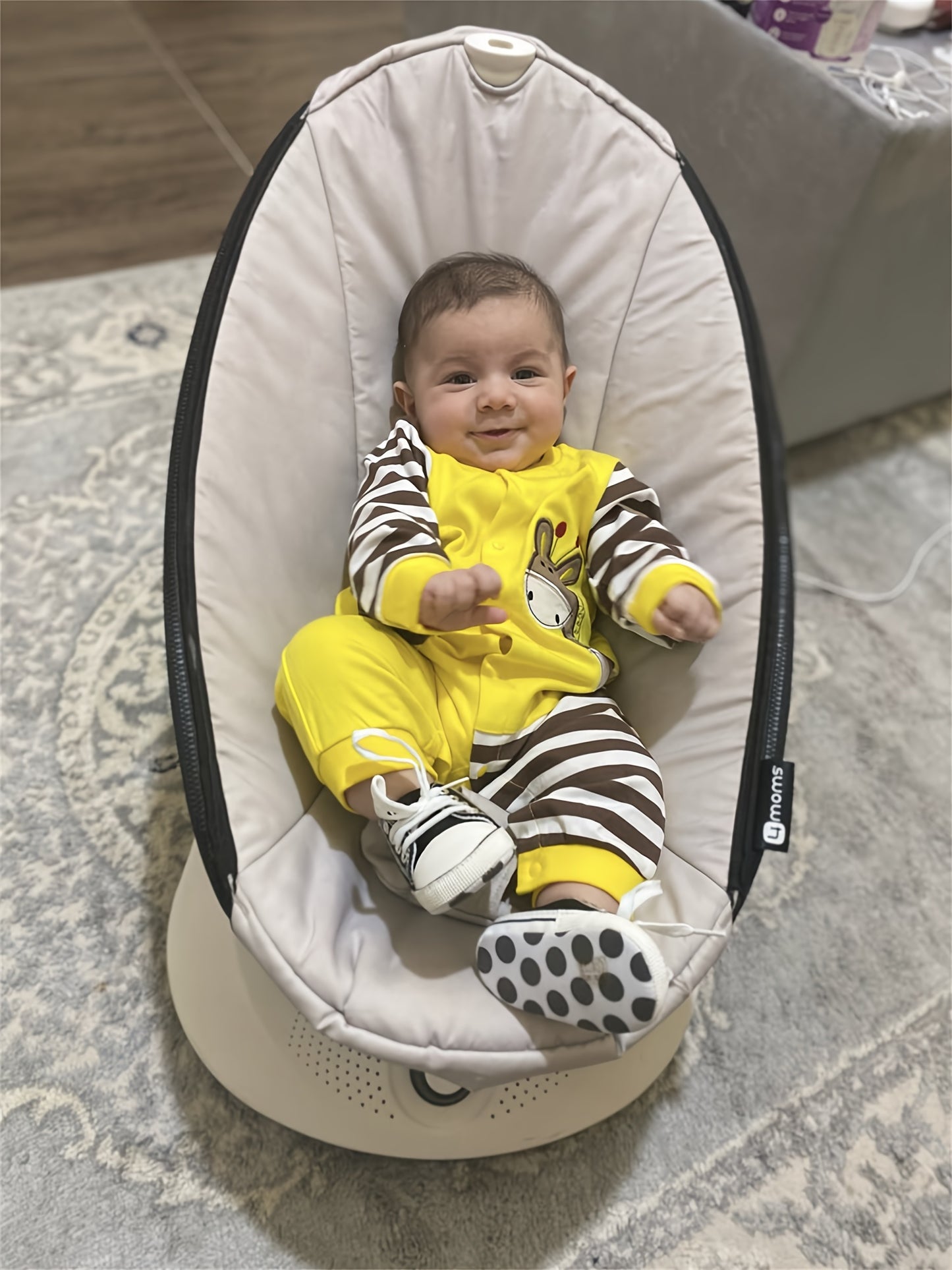 KuKitty Baby Boy Romper Infant Long Sleeve Giraffe Pattern Striped Jumpsuit, for Outdoor