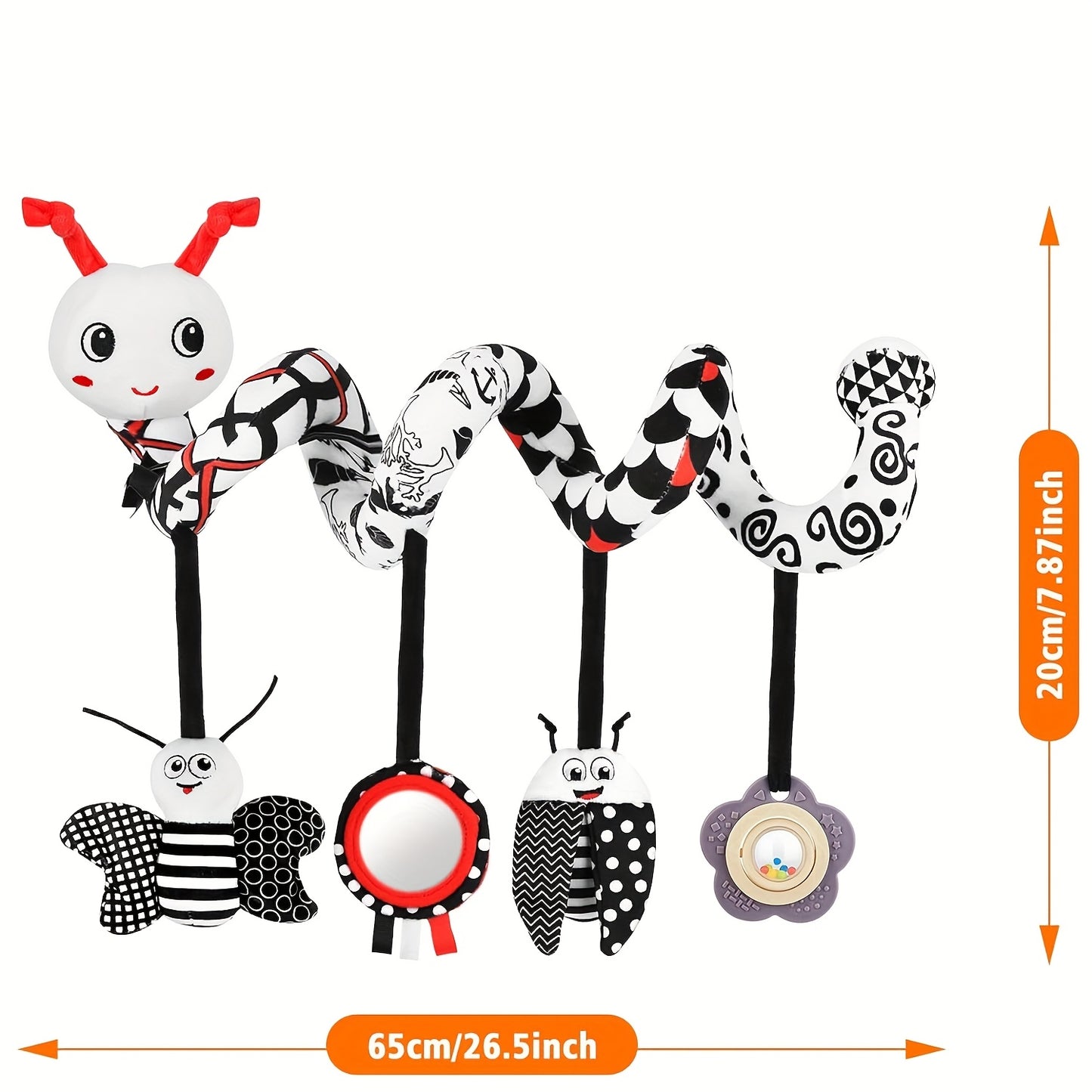 Musical Rattle Set For Babies 0 To 6 Months High Contrast Car Seat Toys Plush Pendants