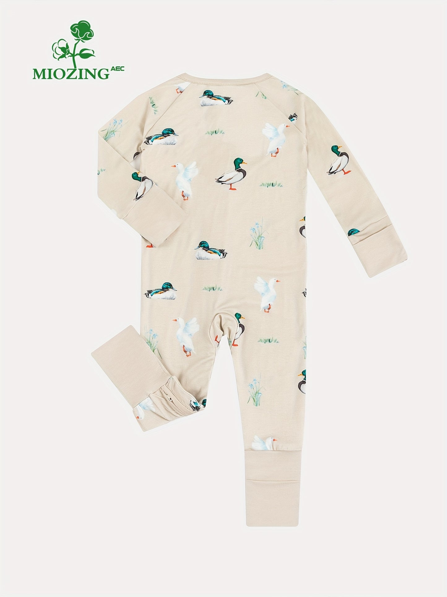 MIOZING Bamboo Fiber Bodysuit For Infants, Duck Goose Pattern Long Sleeve Onesie, Baby Girl'S Outdoor Clothing, for Outdoor