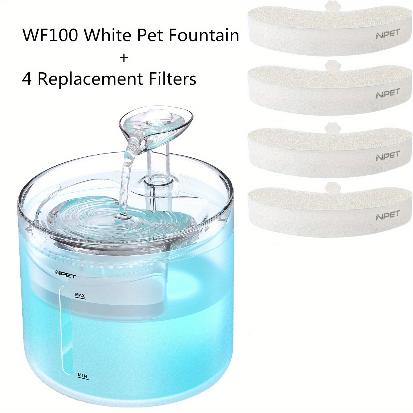 NPET 54oz Automatic Cat Fountain Ultra Silent Water Dispenser with LED Lights