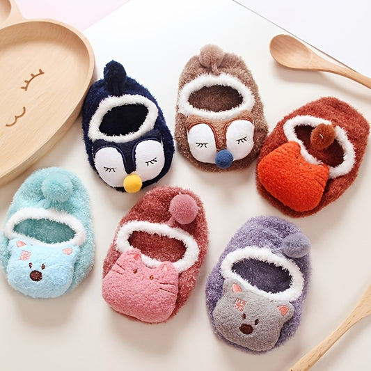 6 Pairs of Baby Cartoon Animal Non-Slip Socks, Indoor Anti-Slip Boat Socks for Children.