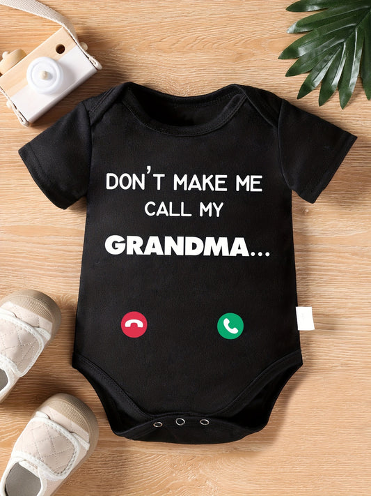 Cute Don't Let Me Call My Grandma Baby Romper Soft Cotton for Newborns and Toddlers
