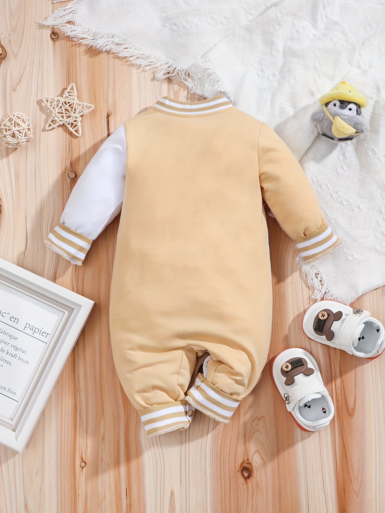 IURNXB Unisex Long-Sleeve Baseball Romper Color-Block Letter Print for Kids