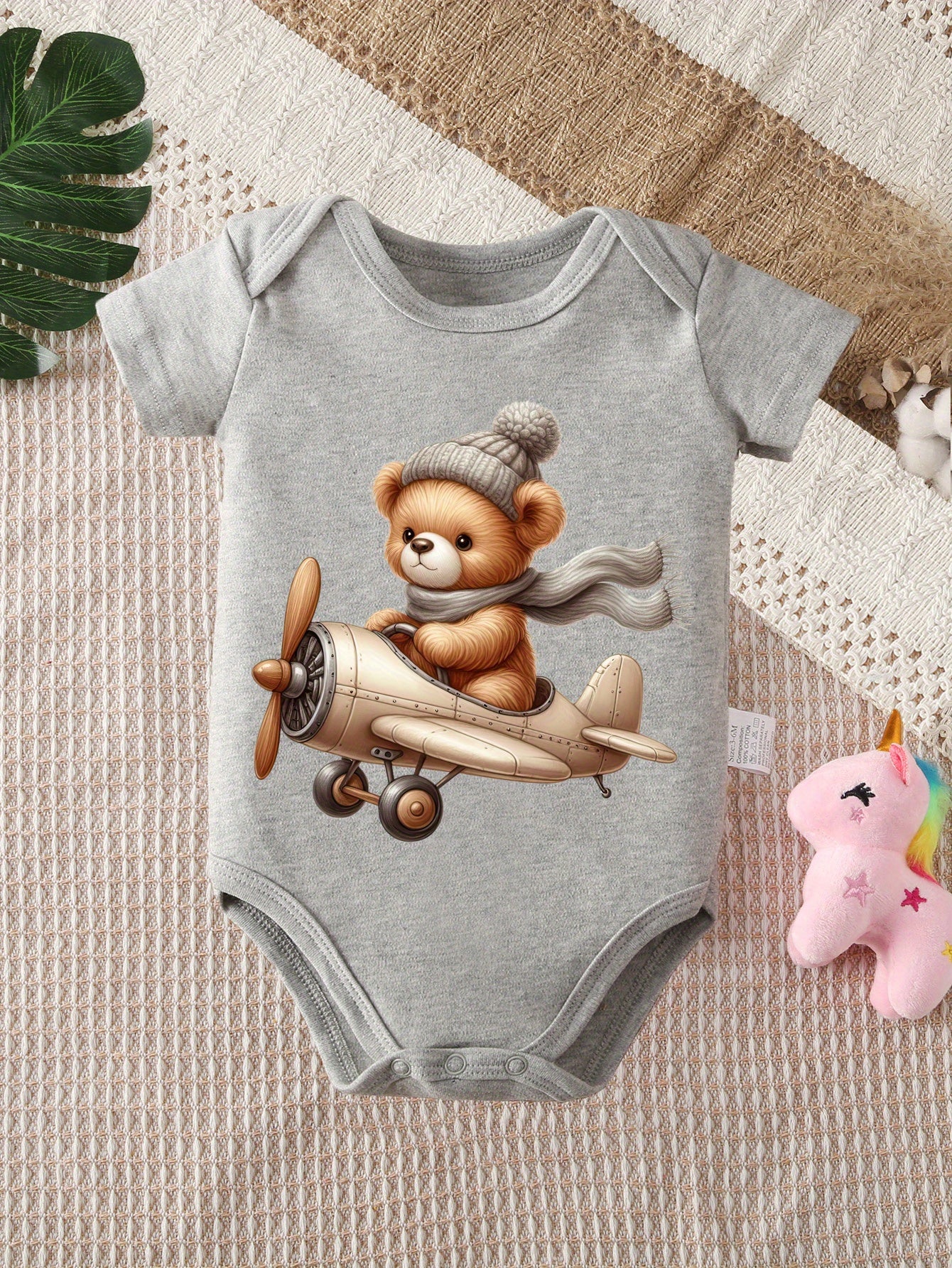 Cute Cartoon Bear Baby Onesie High Quality Cotton Romper for 0 to 12 Months Newborn